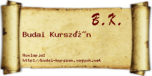 Budai Kurszán névjegykártya
